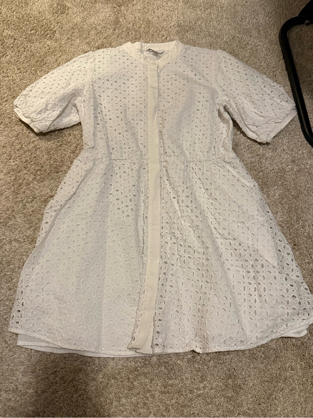 Nine West white eyelet button up dress large